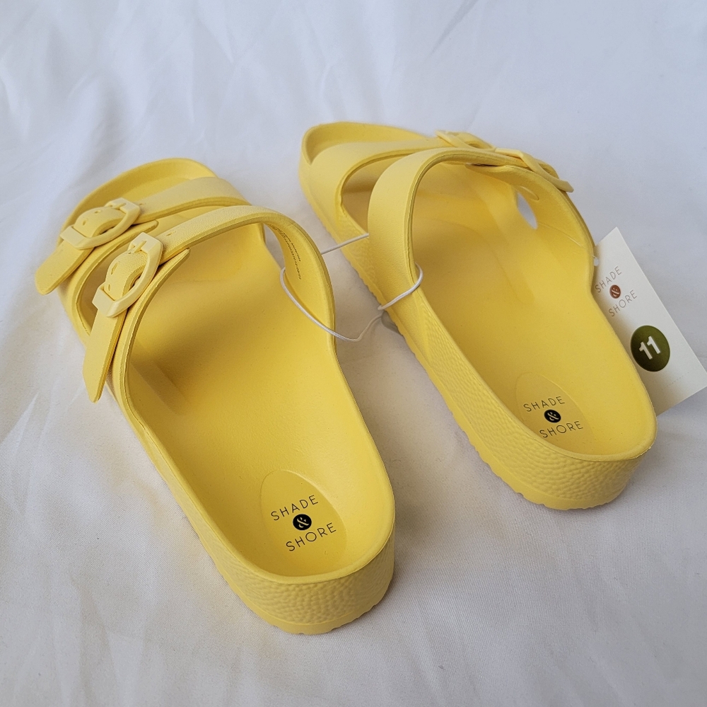 Shade & Shore Neida Yellow 2 Strap Buckle Sandals - Picture 3 of 7